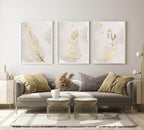 Set of 3 Gold Feather Prints | Modern Wall Art - Larosier Prints