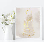 Set of 3 Gold Feather Prints | Modern Wall Art - Larosier Prints