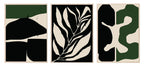 Set of 3 Green & Black Abstract | Modern Wall Art - Larosier Prints