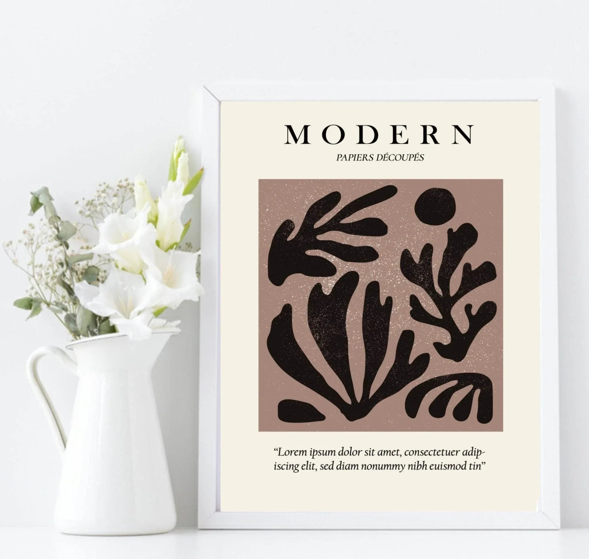 Set Of 3 Matisse Abstract Neutral Prints | Papiers Decoupe Wall Art - Larosier Prints