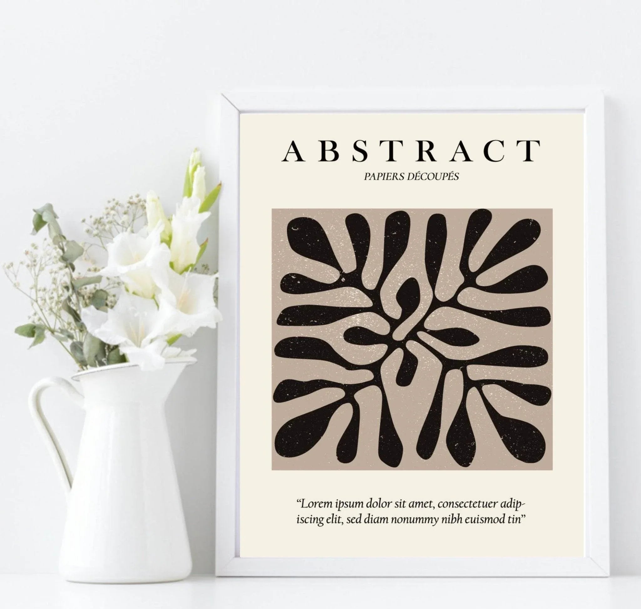 Set Of 3 Matisse Abstract Neutral Prints | Papiers Decoupe Wall Art - Larosier Prints