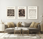 Set Of 3 Matisse Abstract Neutral Prints | Papiers Decoupe Wall Art - Larosier Prints