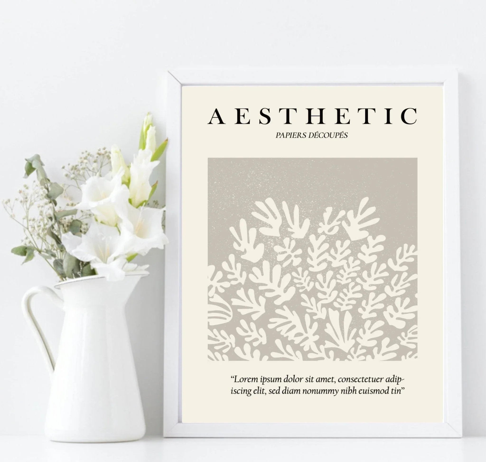 Set Of 3 Matisse Abstract Neutral Prints | Papiers Decoupe Wall Art - Larosier Prints
