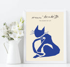 Set of 3 Matisse Abstract Wall Art Prints | Essence Of Life Cat Wall Art - Larosier Prints