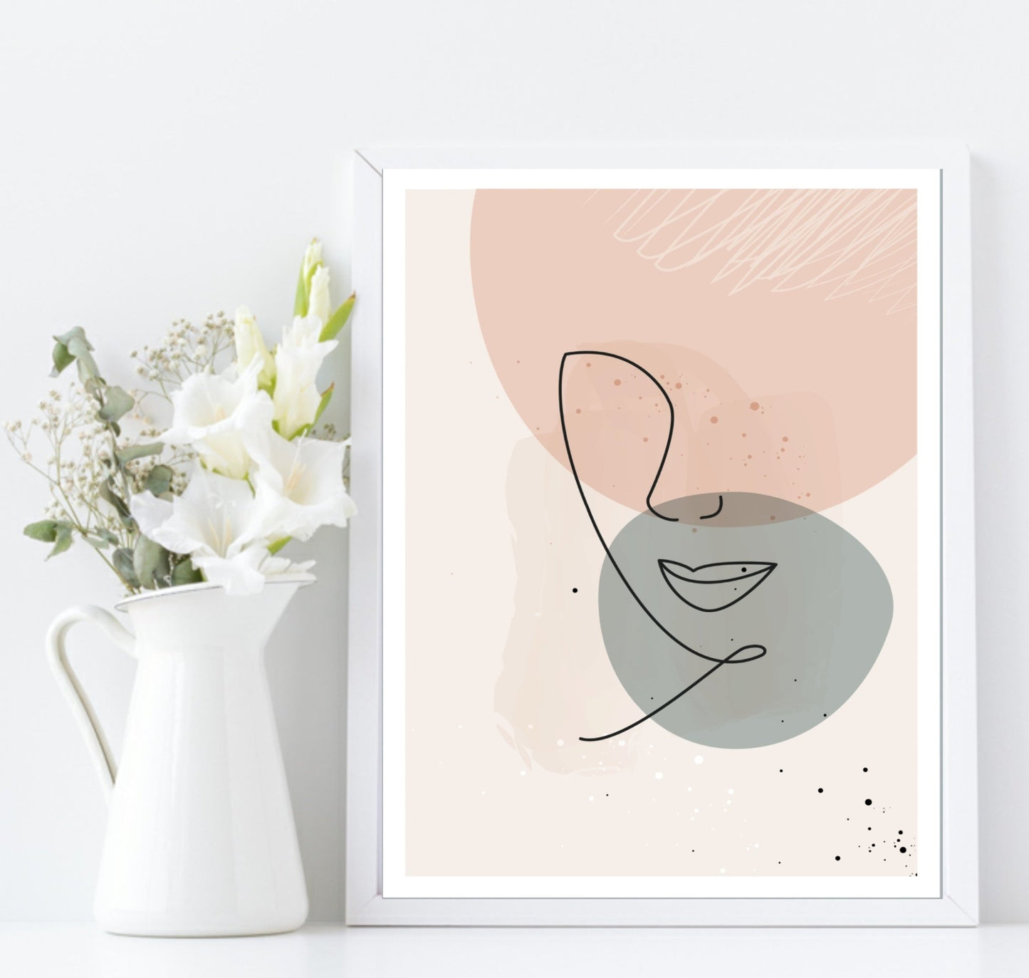 Set Of 3 Modern Abstract Line Art Prints | Watercolour Wall Art