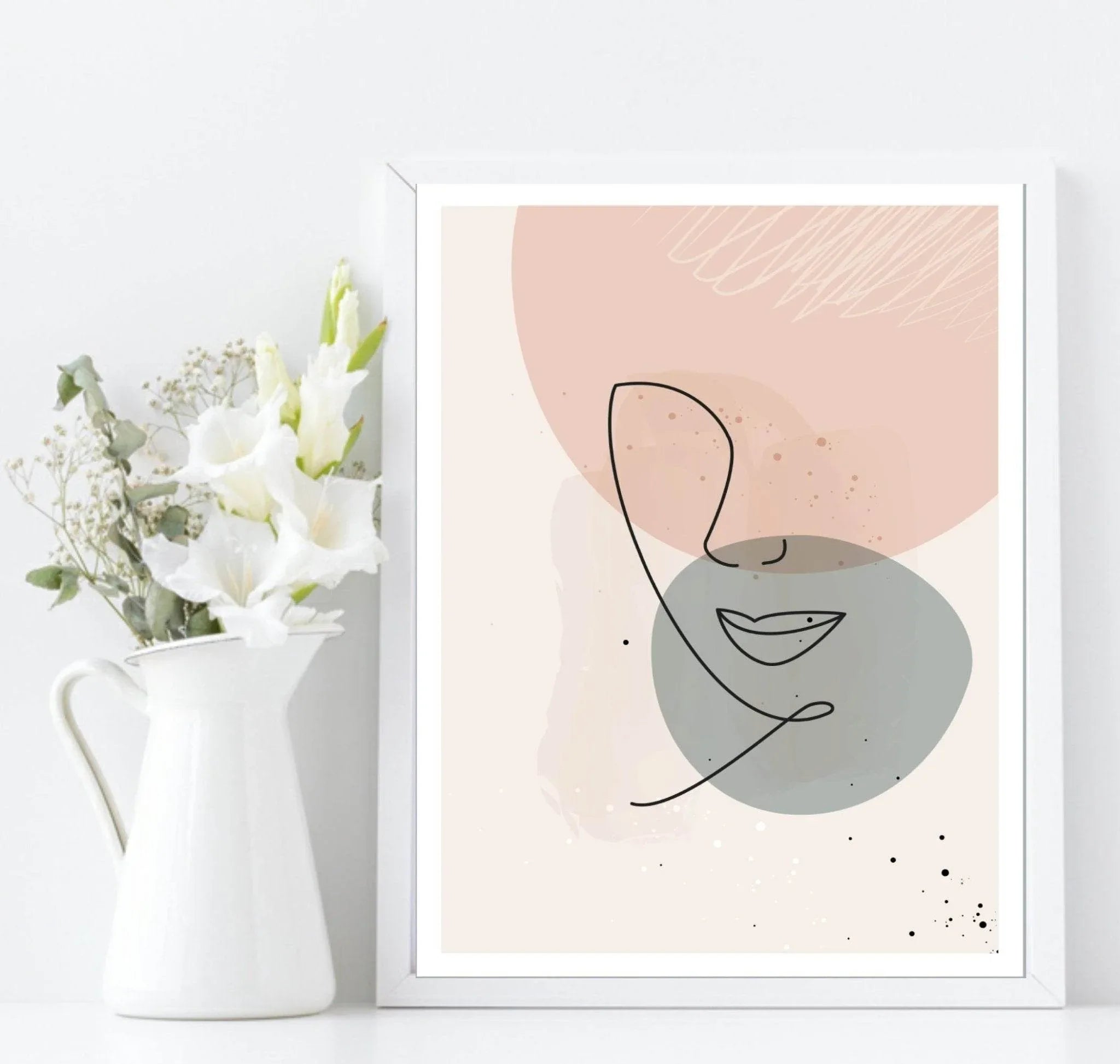 Set Of 3 Modern Abstract Line Art Prints | Watercolour Wall Art - Larosier Prints