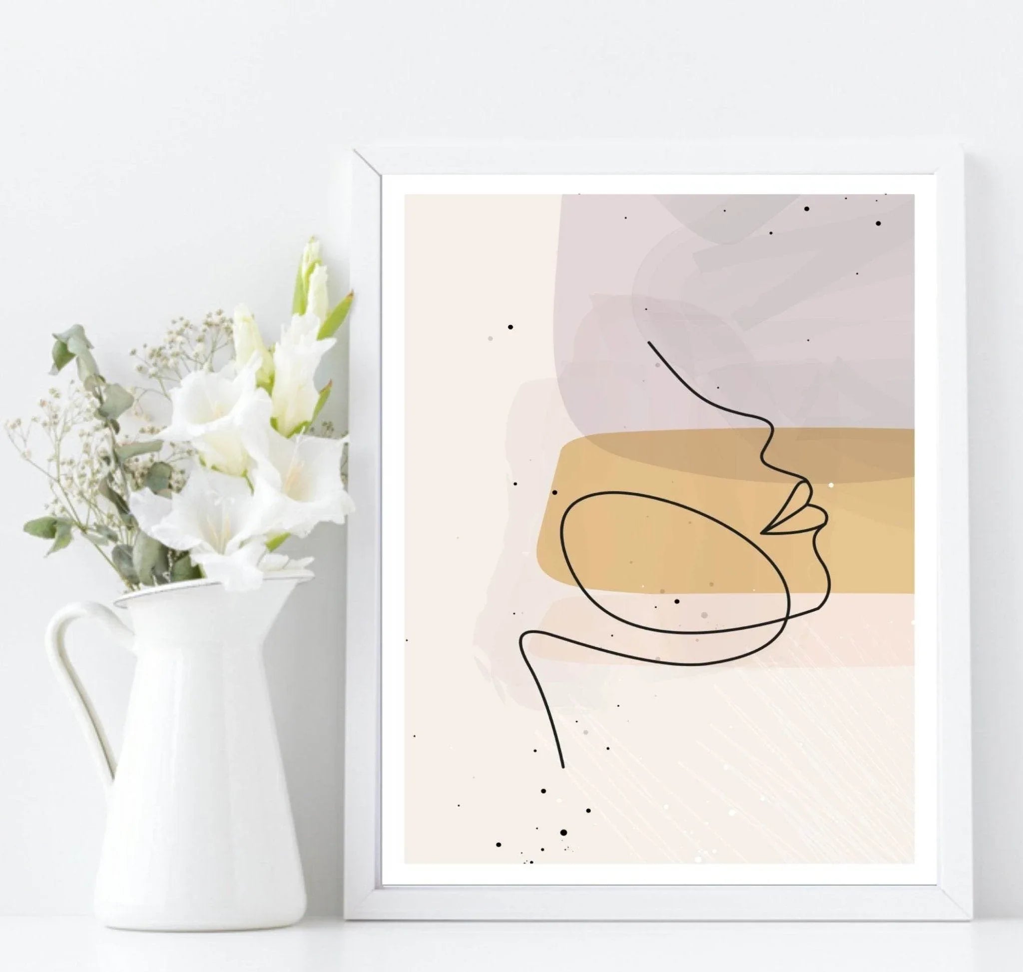 Set Of 3 Modern Abstract Line Art Prints | Watercolour Wall Art - Larosier Prints
