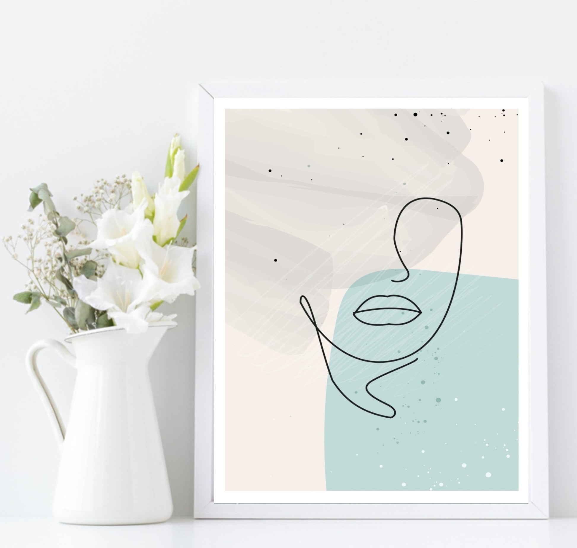 Set Of 3 Modern Abstract Line Art Prints | Watercolour Wall Art