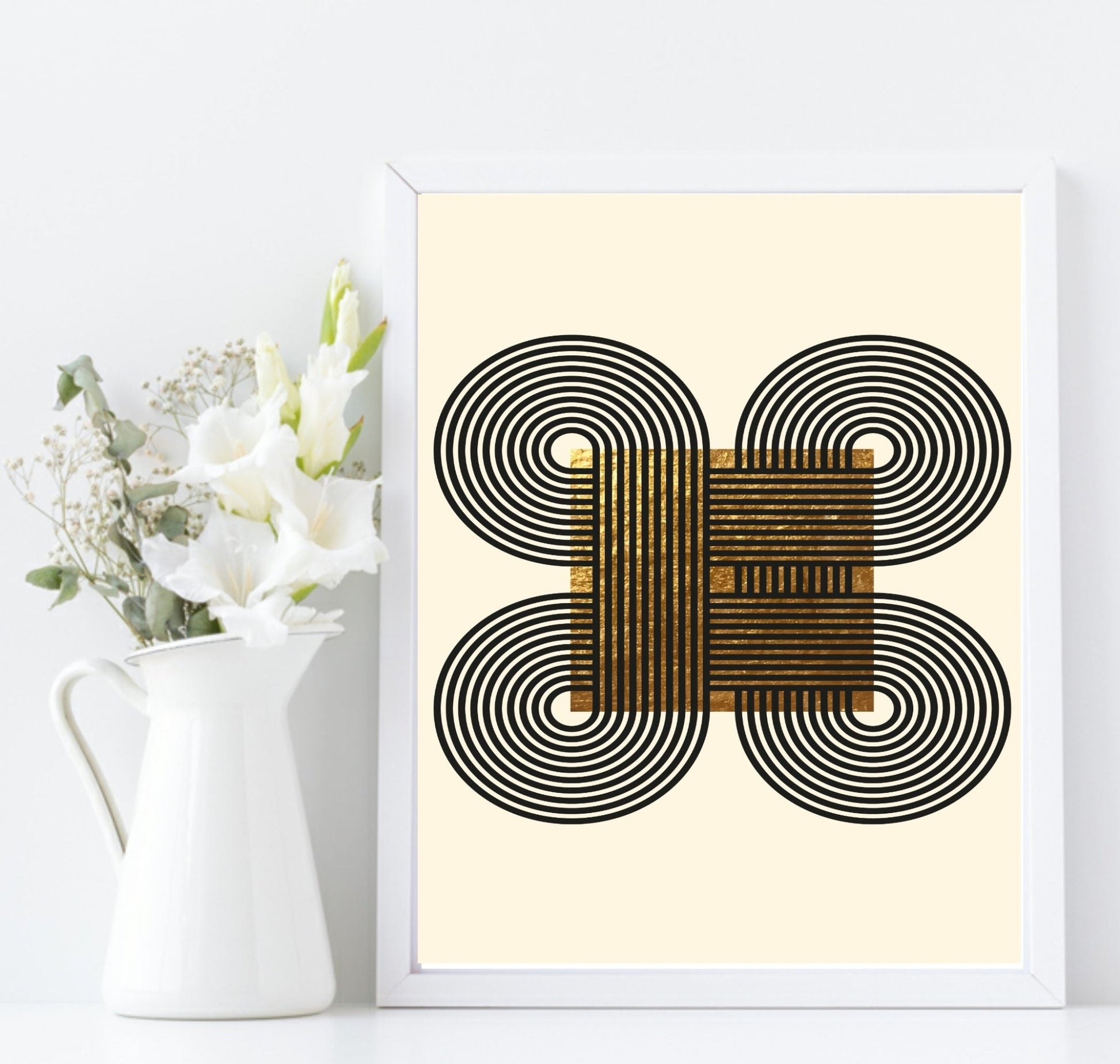 Set Of 3 Modern Black & Gold Prints | Modern Wall Art