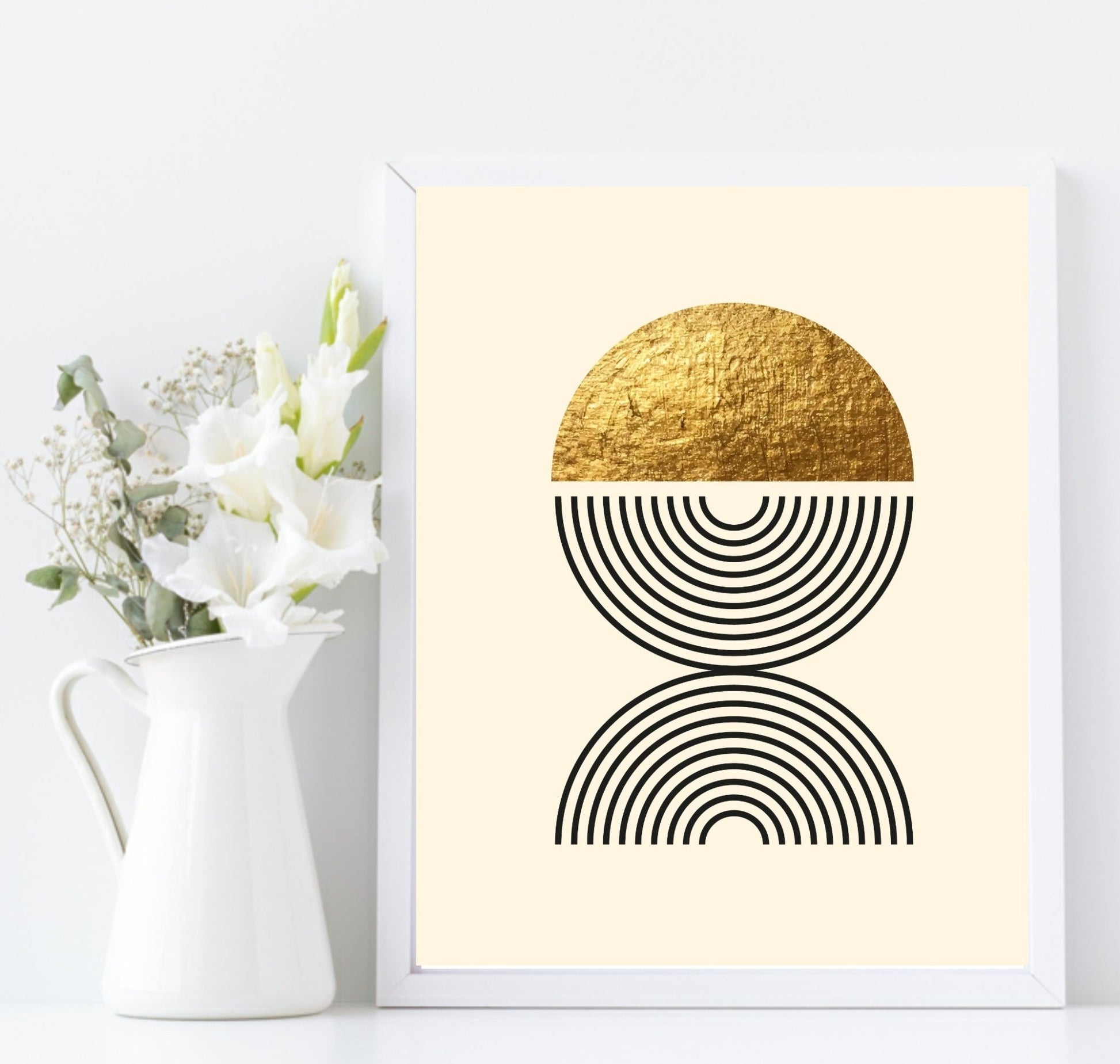 Set Of 3 Modern Black & Gold Prints | Modern Wall Art