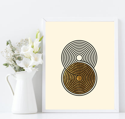 Set Of 3 Modern Black & Gold Prints | Modern Wall Art