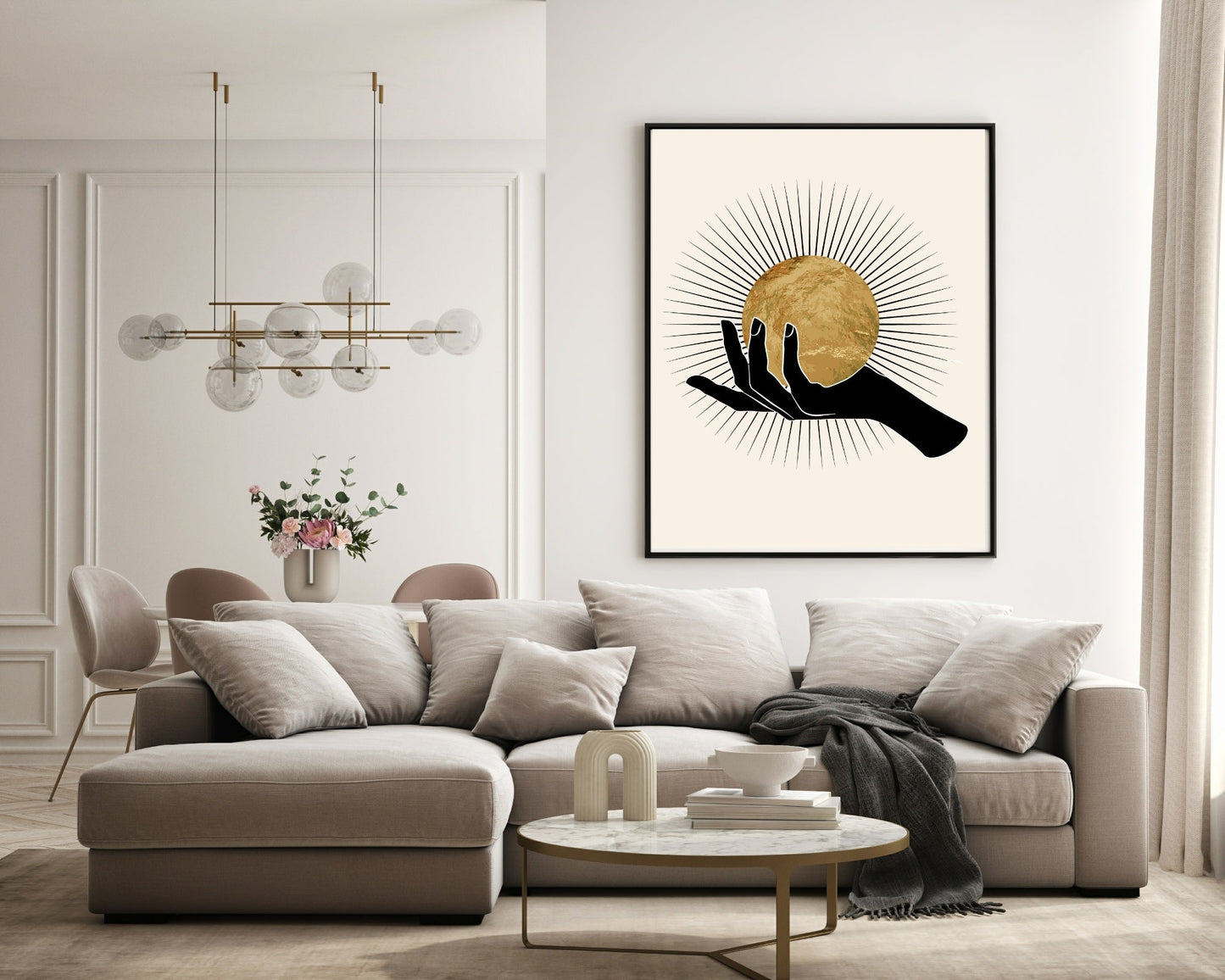 Set of 3 Spiritual Hand, Eye & Moon / Sun Print | Celestial Palm