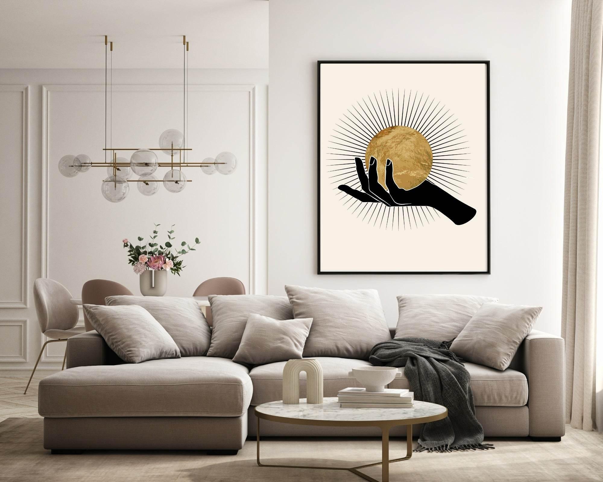 Set of 3 Spiritual Hand, Eye & Moon / Sun Print | Celestial Palm - Larosier Prints