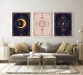 Set Of 3 Tarot Card Moon, Sun & Star | Celestial Wall Art - Larosier Prints