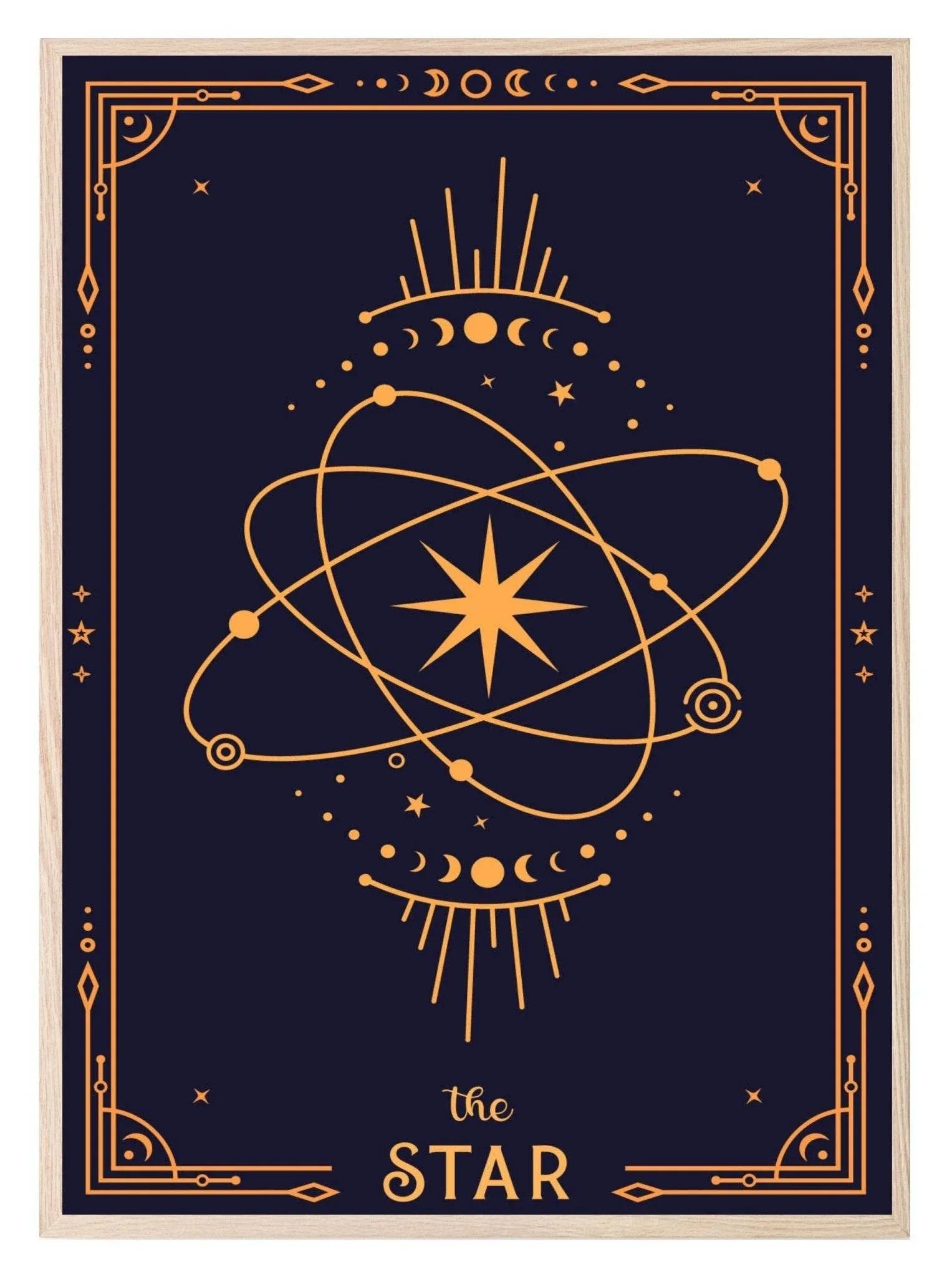 Set Of 3 Tarot Card Moon, Sun & Star | Celestial Wall Art - Larosier Prints