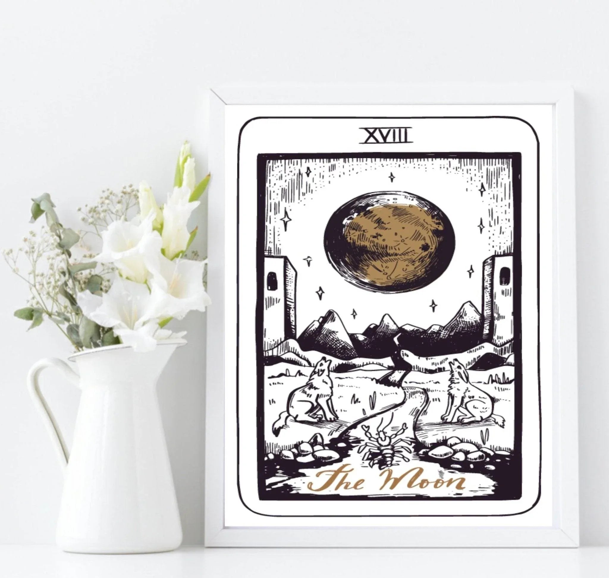 Set Of 3 Tarot Card The Moon, The Sun & The Star Prints | Major Arcarna Wall Art - Larosier Prints