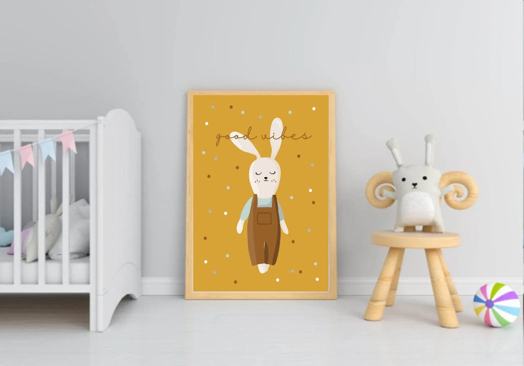 Set Of 3 Vintage Nursery Prints | Bunny Wall Art - Larosier Prints