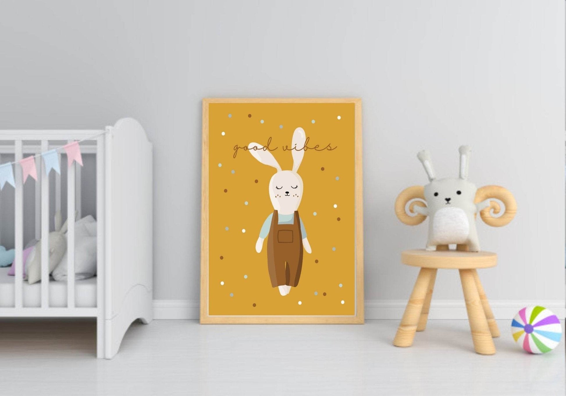 Set Of 3 Vintage Nursery Prints | Bunny Wall Art