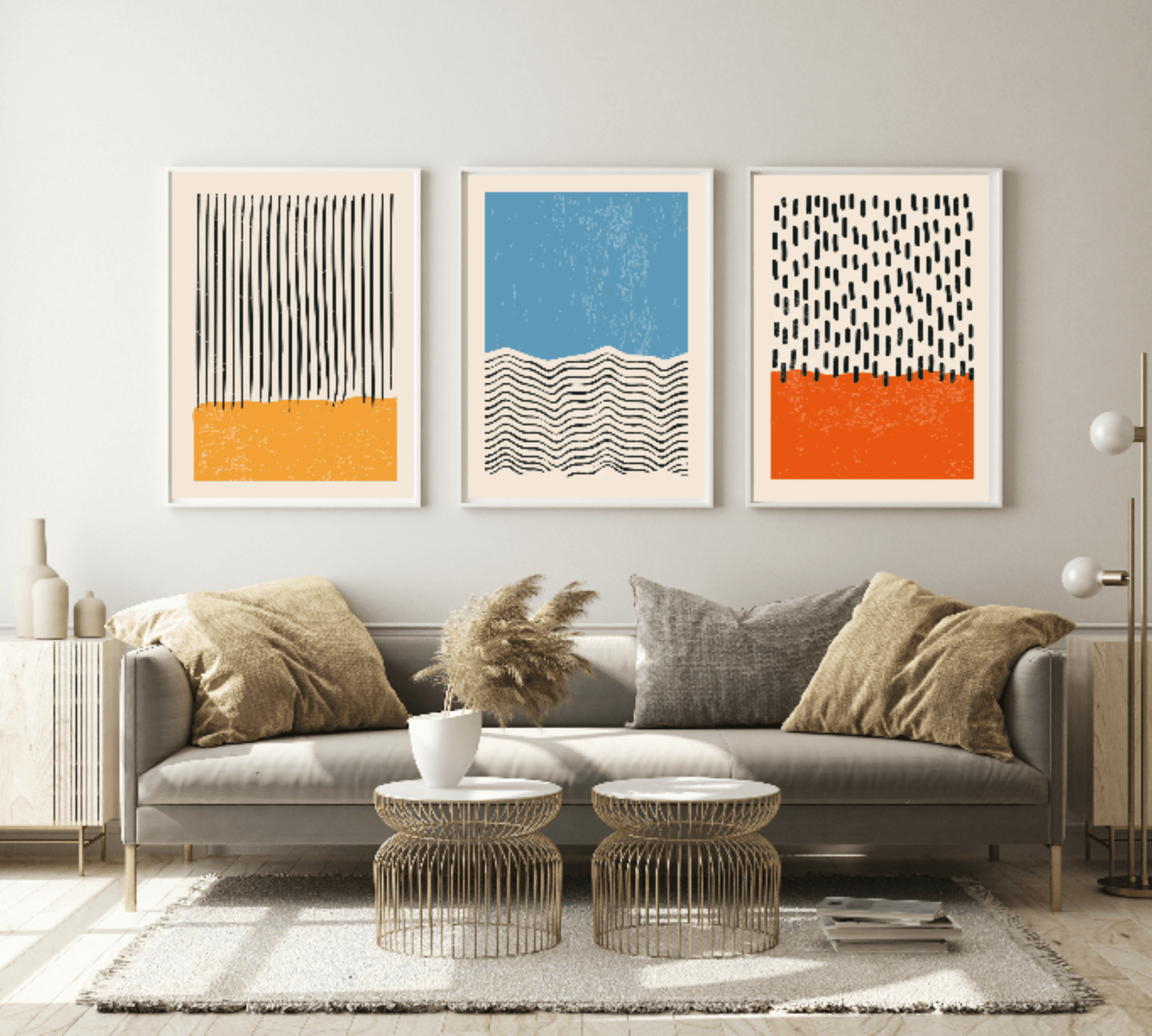 Set Of 4 Abstract Geometric Prints | Bright Modern Wall Art