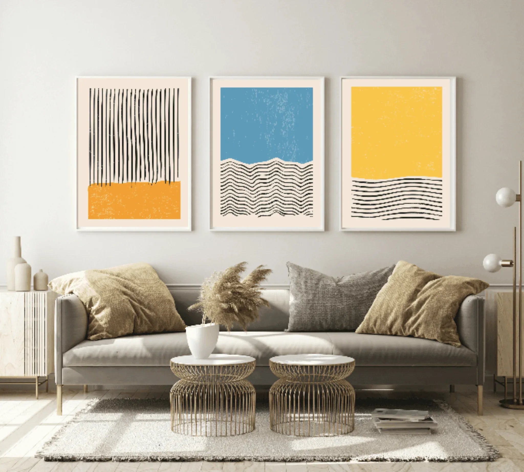 Set Of 4 Abstract Geometric Prints | Bright Modern Wall Art - Larosier Prints