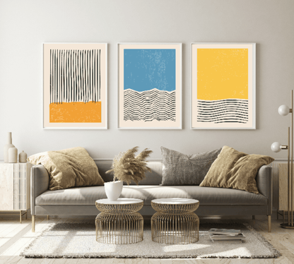 Set Of 4 Abstract Geometric Prints | Bright Modern Wall Art