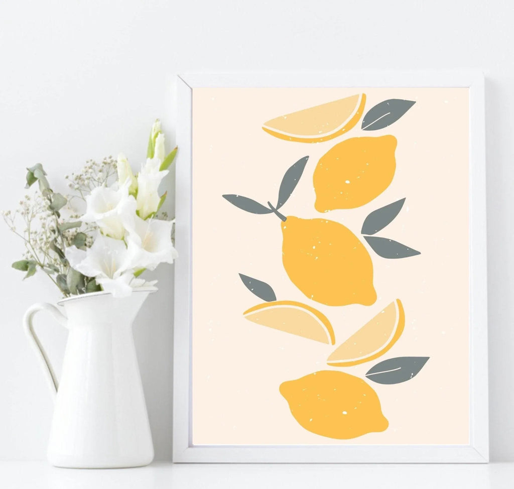 Set of 4 African Inspired Prints | Abstract Lemons Wall Art Set - Larosier Prints