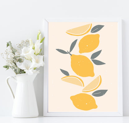 Set of 4 African Inspired Prints | Abstract Lemons Wall Art Set