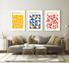 Set Of 4 Bright Bauhaus Inspired Prints | Modern Wall Art - Larosier Prints
