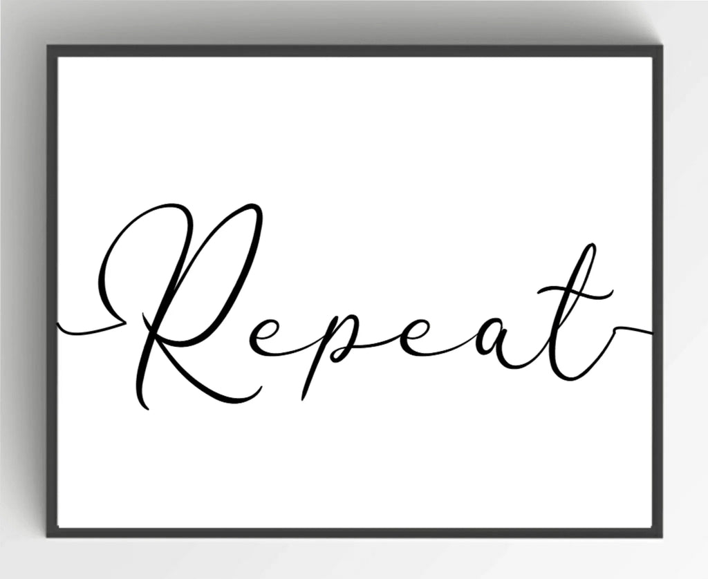 Set Of 4 Wash, Dry, Fold & Repeat Laundry Prints | Typography Wall Art - Larosier Prints