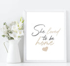 She Loved To Be Home Print | Cosy Wall Art - Larosier Prints