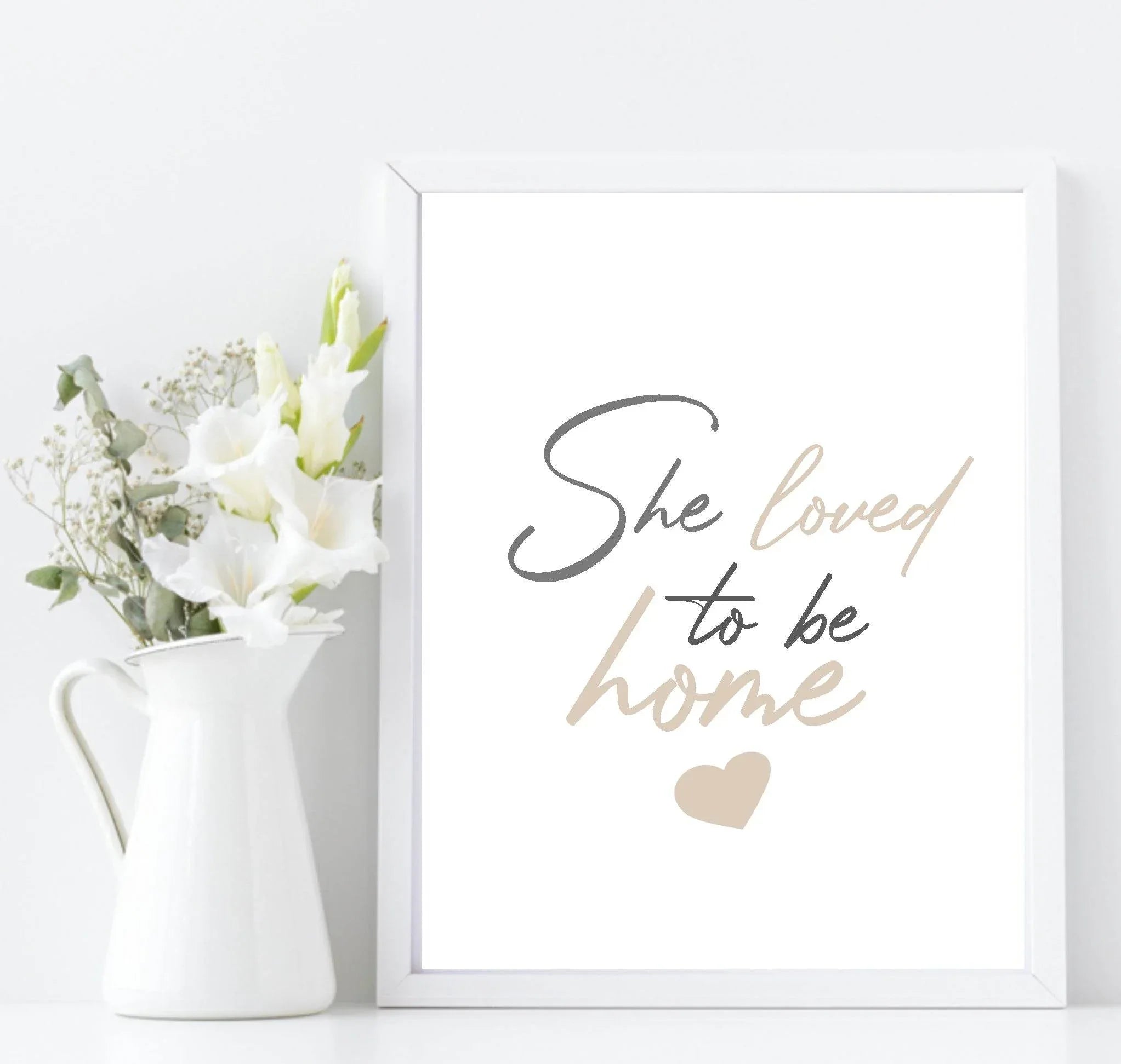 She Loved To Be Home Print | Cosy Wall Art - Larosier Prints