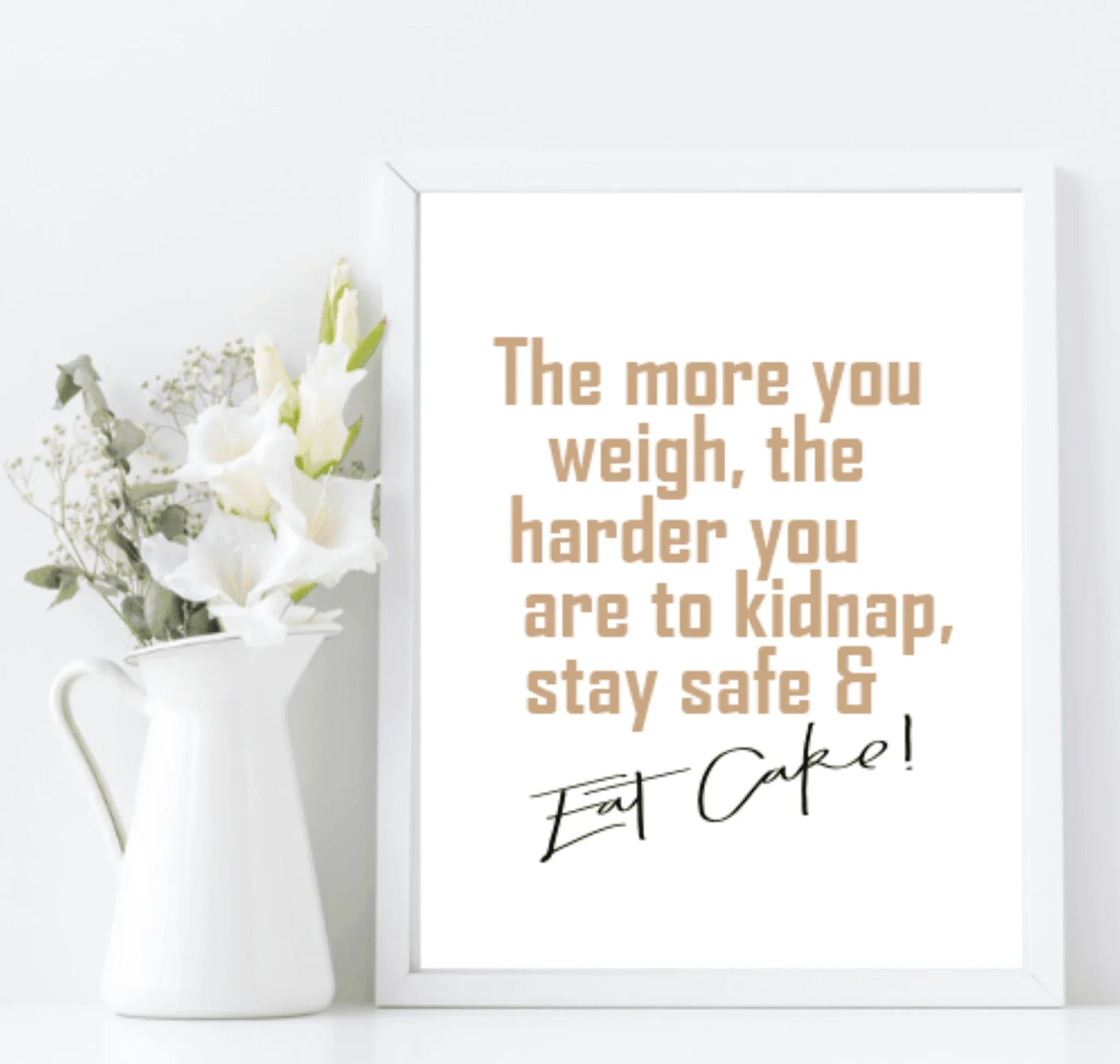Stay Safe & Eat CAKE Print | Fun Kitchen Wall Art - Larosier Prints
