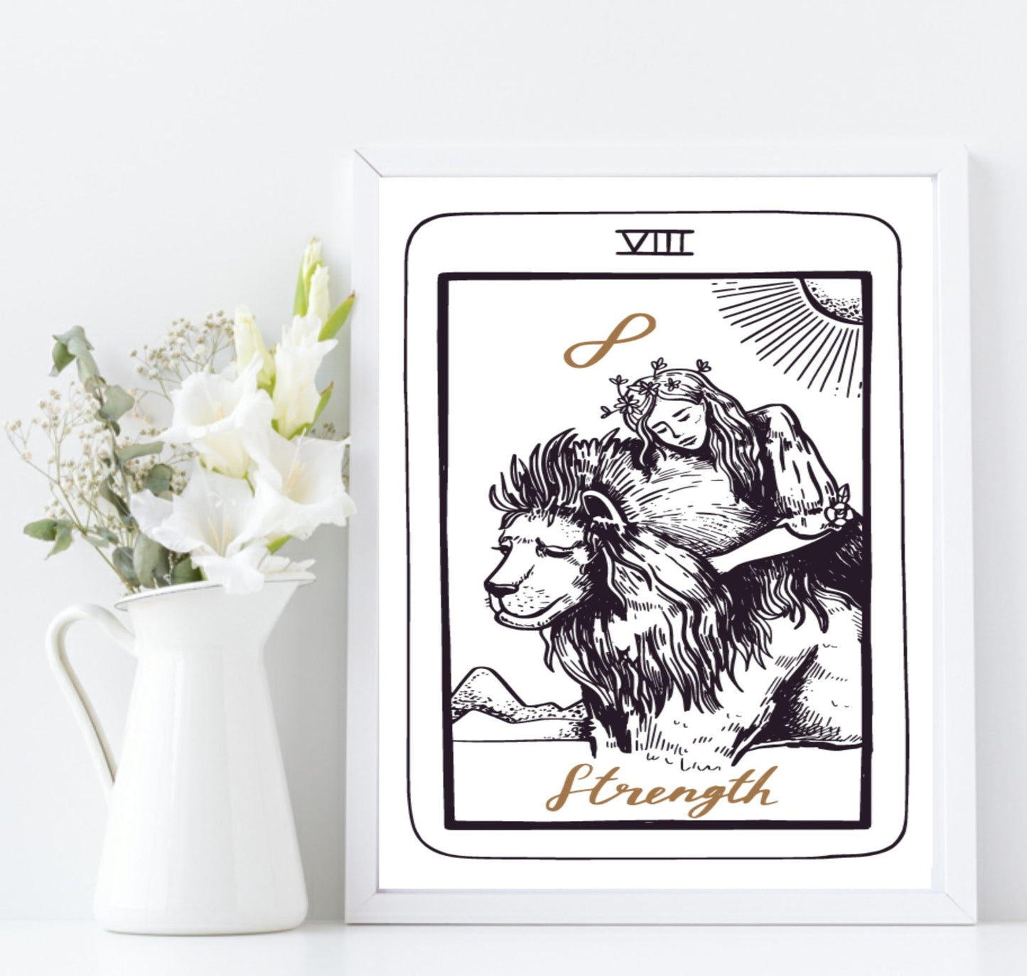 Strength Tarot Card Print | The Major Arcana | Celestial Wall Art