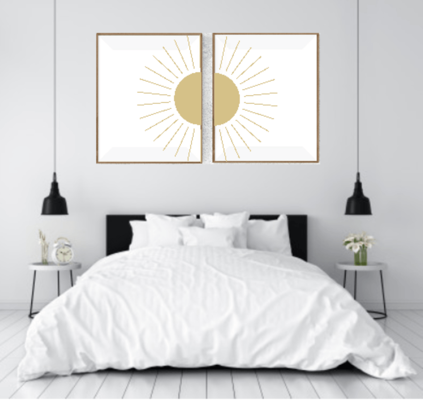 Set of 2 Sunshine Print | Over The Bed Wall Art White