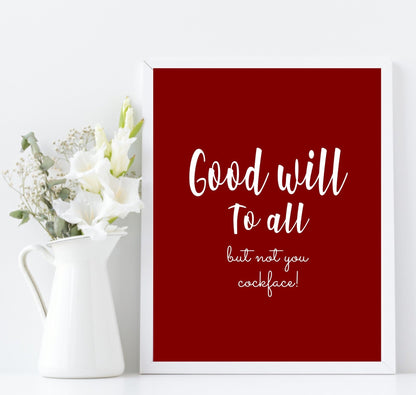 Sweary Christmas Print | Sassy Wall Art | Customisable