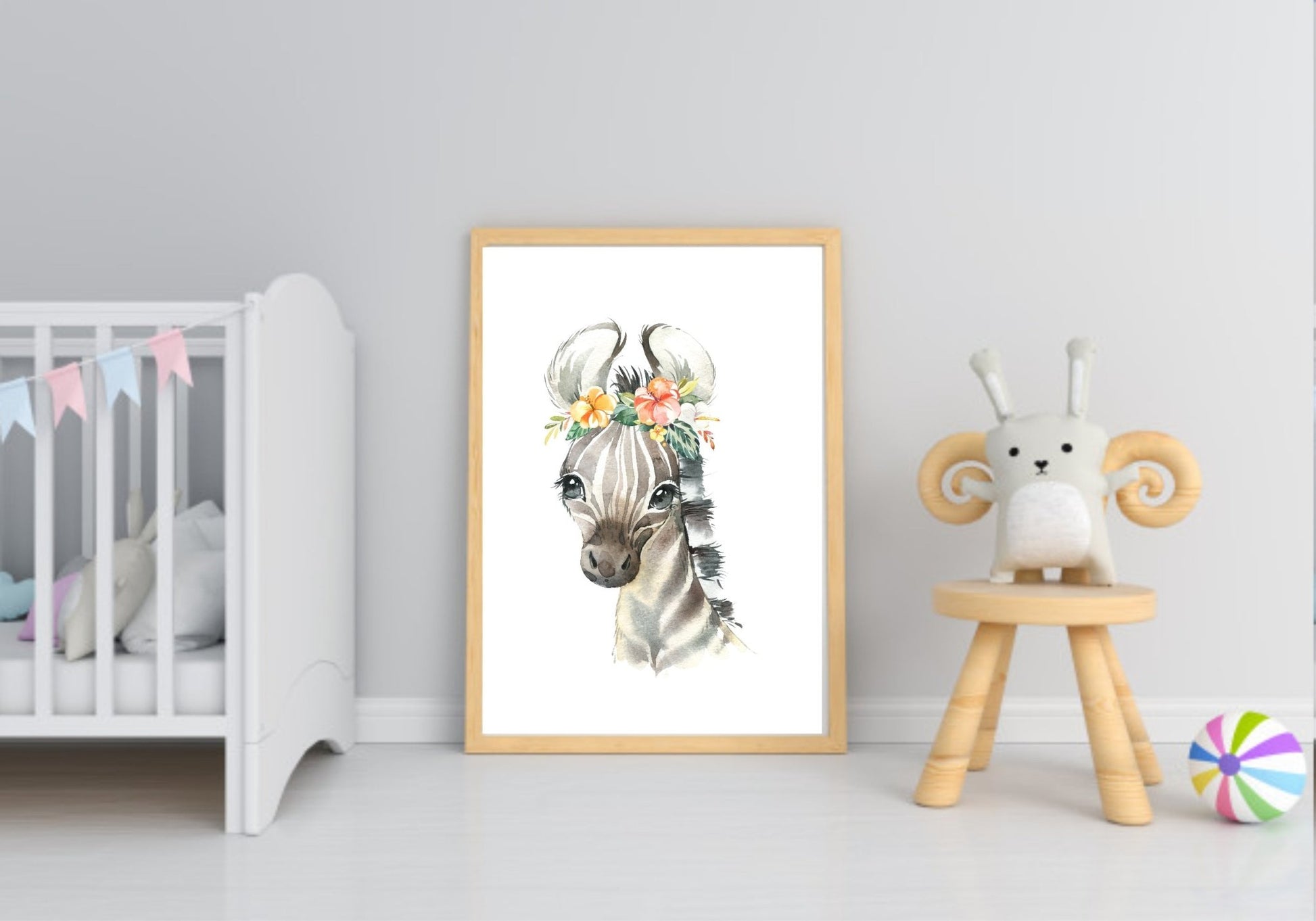 Collection Of Personalised Sweet Animals Prints | Kids Wall Art Zebra