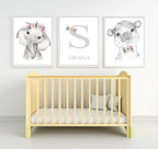 Collection Of Sweet Animals With Floral Elements Prints | Collection Of Nursery Wall Art - Larosier Prints
