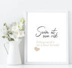 Swim At Own Risk Print | Bathroom & Outdoor Wall Art | Beige - Larosier Prints