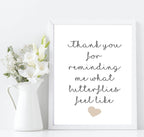 Thank You For Butterflies Print | Romantic Wall Art - Larosier Prints