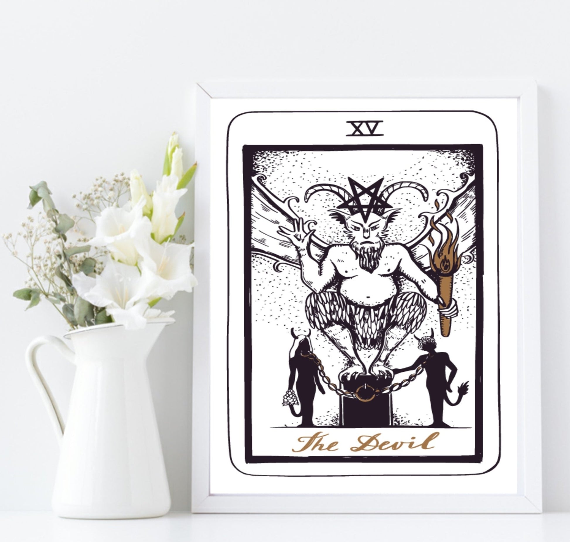 The Devil Tarot Card Print | The Major Arcana | Celestial Wall Art