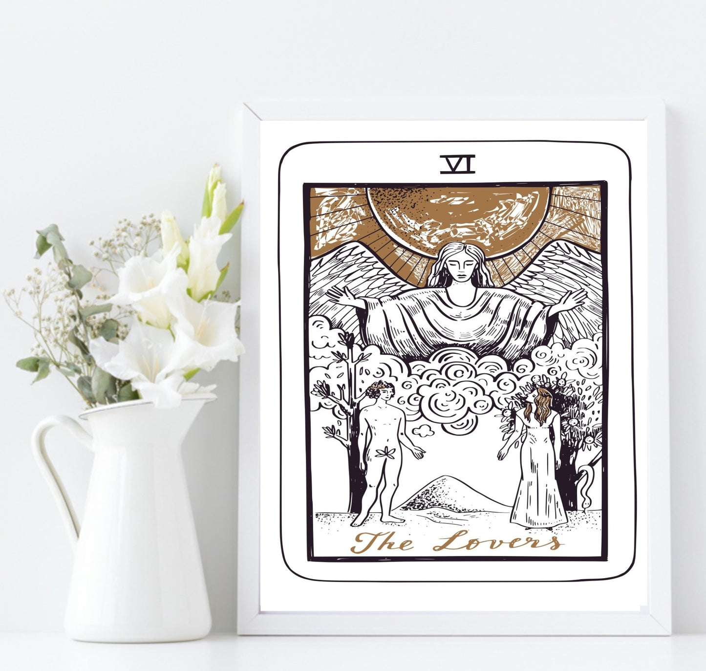 The Lovers Tarot Card Print | The Major Arcana | Celestial Wall Art