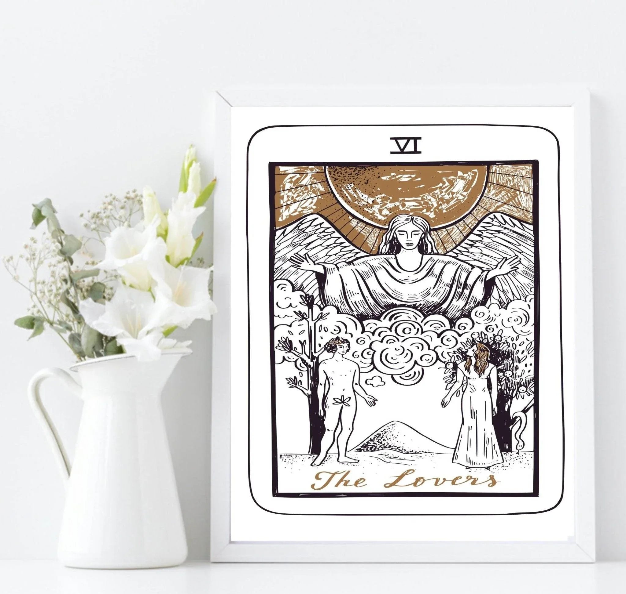 The Lovers Tarot Card Print | The Major Arcana | Celestial Wall Art - Larosier Prints