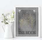 The Moon Tarot Card Print | Celestial Wall Art | Cream | Charcoal - Larosier Prints