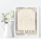 The Moon Tarot Card Print | Celestial Wall Art | Cream | Charcoal - Larosier Prints
