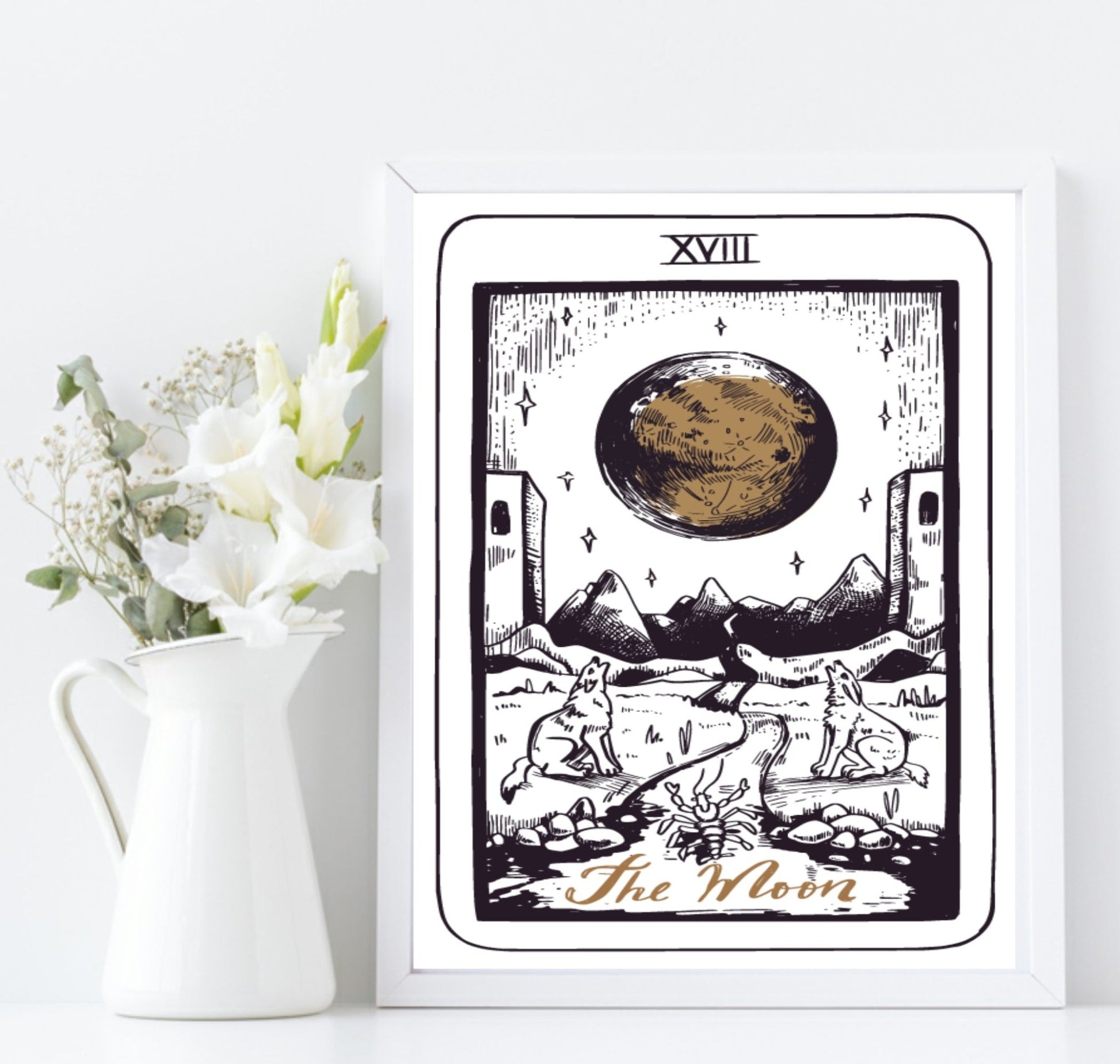 The Moon Tarot Card Print | The Major Arcana | Celestial Wall Art