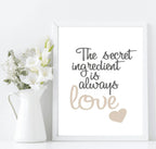 The Secret Ingredient Is Love Print | Fun Family Kitchen Wall Art - Larosier Prints
