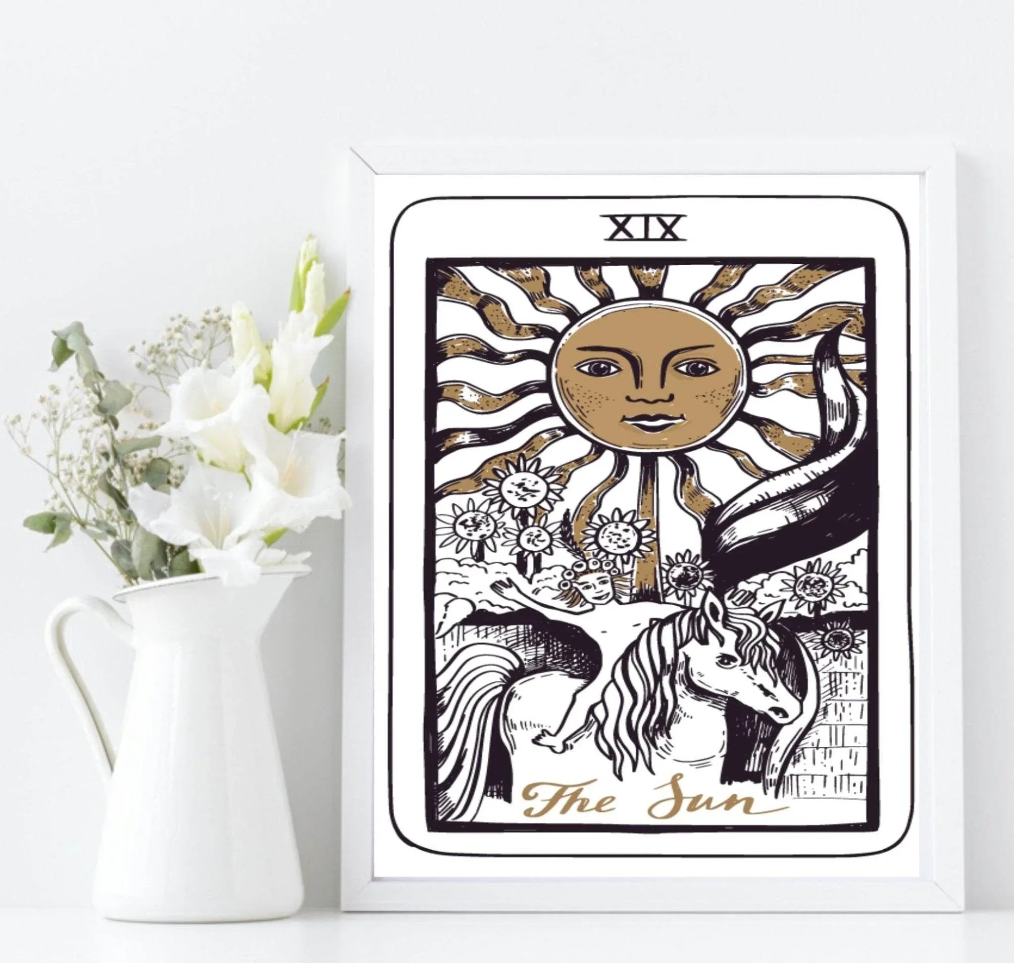 The Sun Tarot Card Print | The Major Arcana | Celestial Wall Art - Larosier Prints