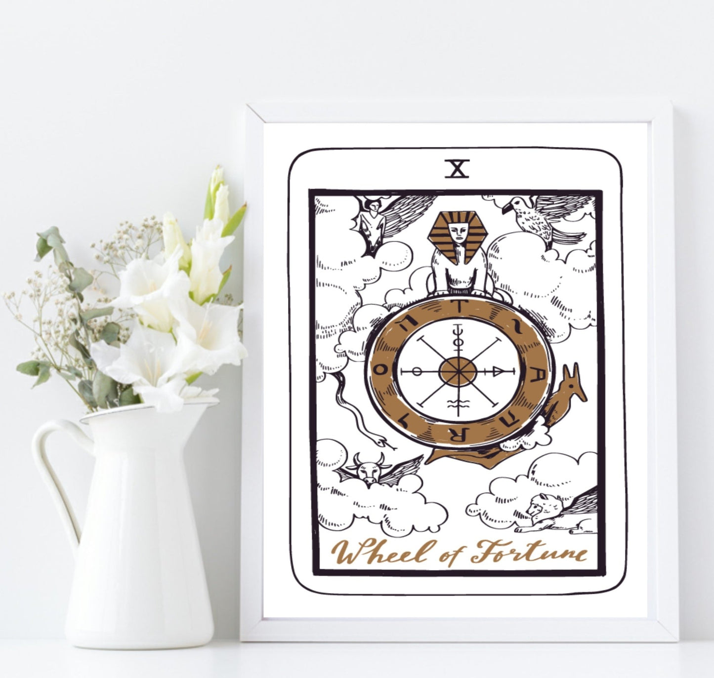 The Wheel of Fortune Tarot Card Print | The Major Arcana | Celestial Wall Art