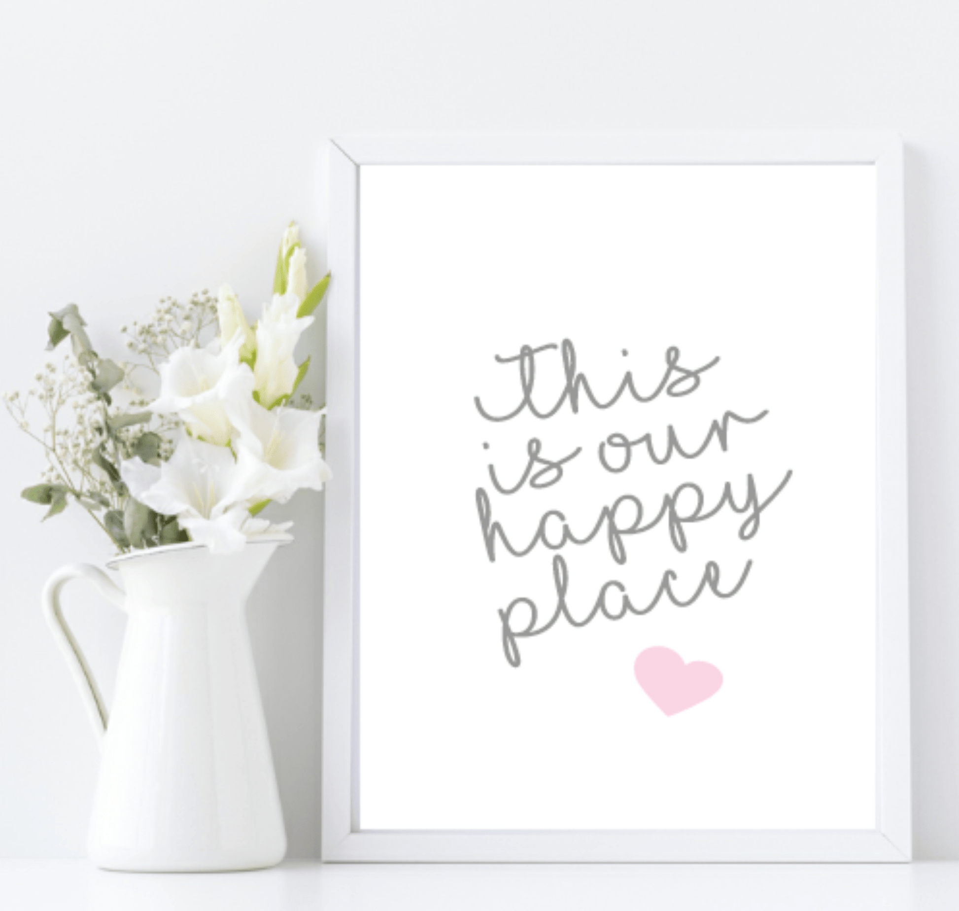 This Is Our Happy Place Print | Home Wall Art Grey & Pink