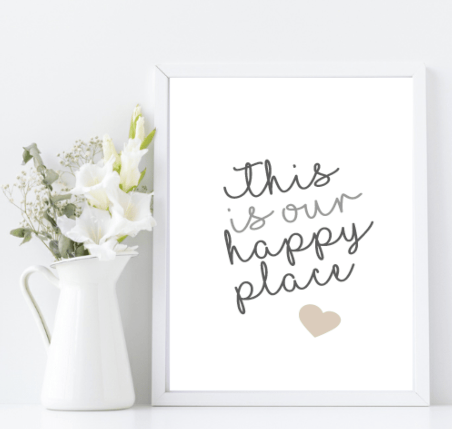 This Is Our Happy Place Print | Home Wall Art Charcoal & Beige